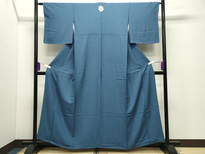 平和屋着物●上質な色無地　吉祥地紋　紺鼠色　正絹　逸品　未使用　CABG4503gh