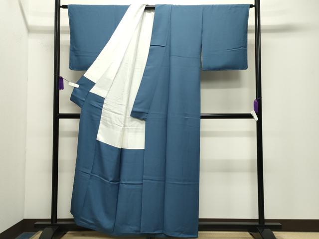 平和屋着物●上質な色無地　吉祥地紋　紺鼠色　正絹　逸品　未使用　CABG4503gh