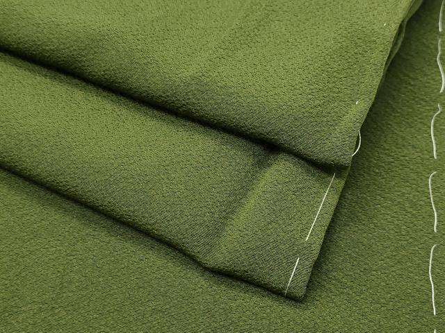平和屋着物●上質な色無地　草色　正絹　逸品　CABG4505gh