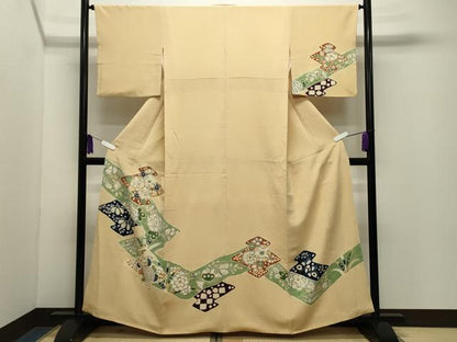 平和屋着物●訪問着　辻が花　鬼しぼ縮緬　東武百貨店扱い　正絹　逸品　CABG4507gh