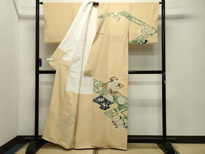 平和屋着物●訪問着　辻が花　鬼しぼ縮緬　東武百貨店扱い　正絹　逸品　CABG4507gh