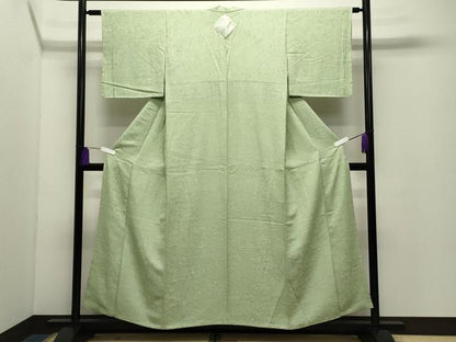 平和屋着物●上質な色無地　草花地紋　若菜色　さが美扱い　正絹　逸品　未使用　CABG4509gh