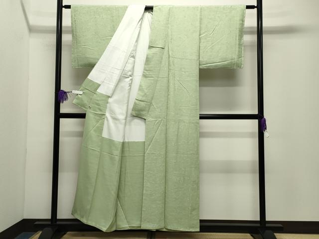 平和屋着物●上質な色無地　草花地紋　若菜色　さが美扱い　正絹　逸品　未使用　CABG4509gh