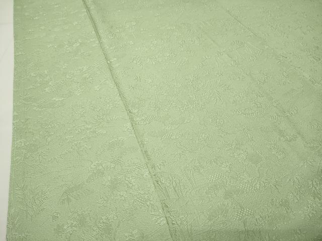 平和屋着物●上質な色無地　草花地紋　若菜色　さが美扱い　正絹　逸品　未使用　CABG4509gh