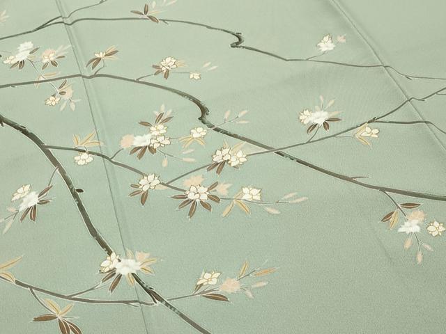 平和屋着物○訪問着 駒刺繍 飛鳥枝花文 金彩 鈴乃屋扱い 正絹