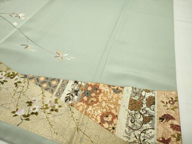 平和屋着物○訪問着 駒刺繍 飛鳥枝花文 金彩 鈴乃屋扱い 正絹
