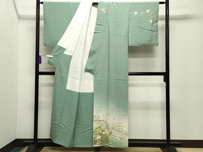 平和屋着物●二代目清次郎　手描き　訪問着　枝花文　暈し染め　正絹　逸品　CABG4512gh