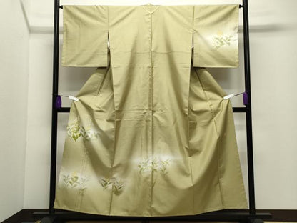 平和屋着物●本加賀友禅作家　鶴見保次　訪問着　白山紬　草花文　正絹　逸品　未使用　CABG4514gh