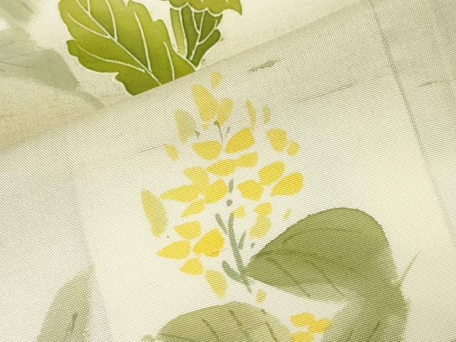 平和屋着物●本加賀友禅作家　鶴見保次　訪問着　白山紬　草花文　正絹　逸品　未使用　CABG4514gh