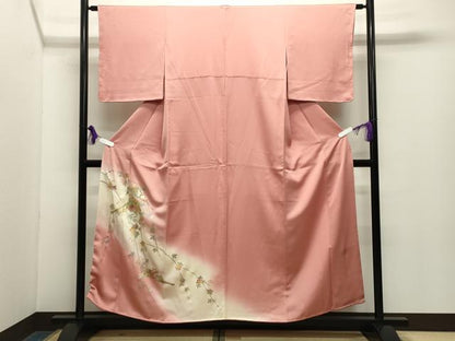 平和屋着物●金彩友禅　卓越技能者・名工・和田光正　訪問着　扇面枝花文　暈し染め　金銀彩　正絹　逸品　未使用　CABG4515gh