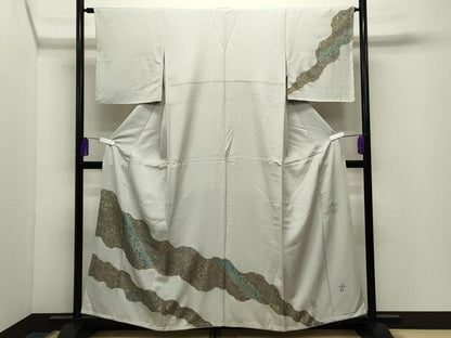 平和屋着物●訪問着　作家物　流水文　金彩　正絹　逸品　CABG4517gh