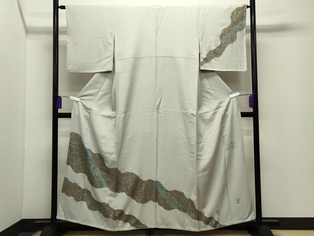 平和屋着物●訪問着　作家物　流水文　金彩　正絹　逸品　CABG4517gh