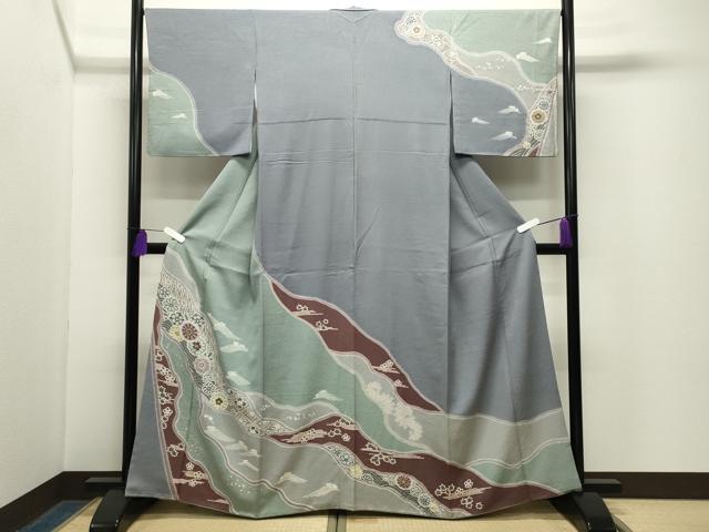 平和屋着物●訪問着　立波花文　金彩　正絹　逸品　CABG4518gh