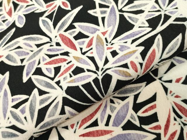 平和屋着物●洗える最高級着物　＜英＞はなぶさ謹製　小紋　枝葉文　黒地　CABG4522gh