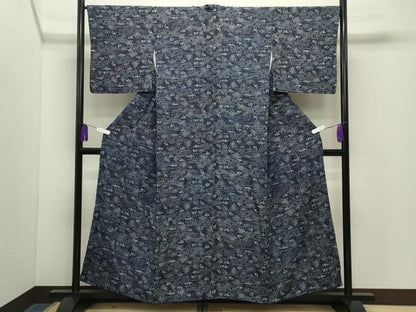 平和屋着物●藍造り国選定無形文化財　藍師・佐藤昭人　小紋　鳳凰エ霞花文　正絹　逸品　CABG4526gh