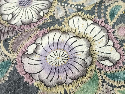 平和屋着物●訪問着　辻が花　暈し染め　金彩　銀通し地　正絹　逸品　CABG4527gh