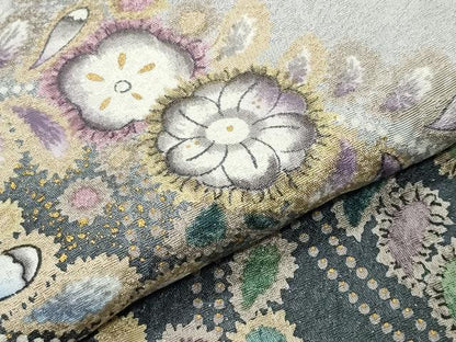 平和屋着物●訪問着　辻が花　暈し染め　金彩　銀通し地　正絹　逸品　CABG4527gh