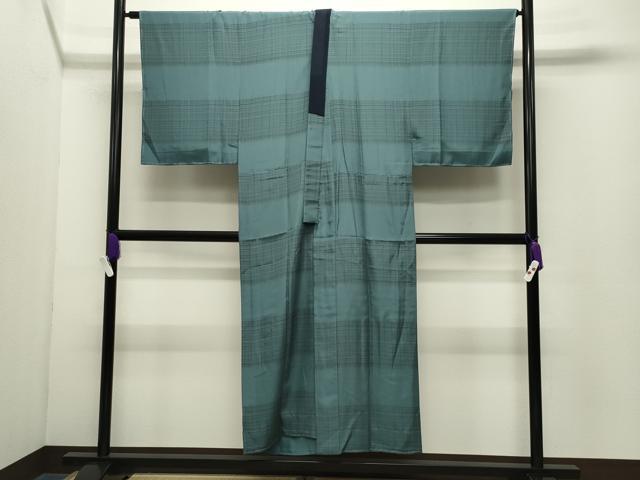 平和屋着物○男性 長襦袢 無双仕立て 格子柄 正絹 逸品 未使用 CABG4528gh
