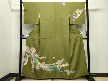 平和屋着物●訪問着　鬘帯花文　金彩　正絹　逸品　CABG4530gh