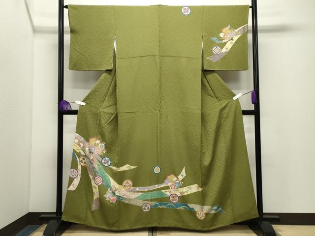 平和屋着物●訪問着　鬘帯花文　金彩　正絹　逸品　CABG4530gh