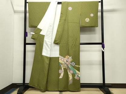 平和屋着物●訪問着　鬘帯花文　金彩　正絹　逸品　CABG4530gh