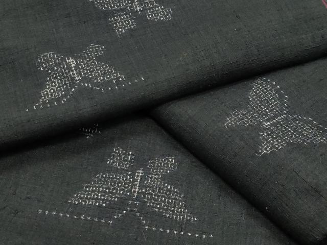平和屋着物●結城紬　120亀甲　飛び亀甲柄　舞蝶文　正絹　逸品　CABG4533gh