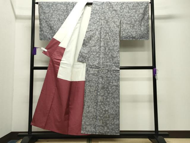 平和屋着物○本場大島紬 7マルキ 草花文 正絹 逸品 CABG4535gh