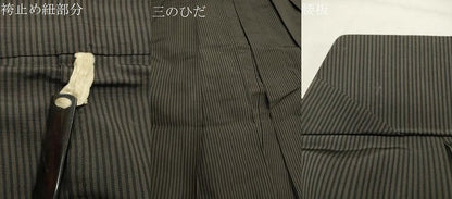 平和屋着物●男性　馬乗り袴　縞　正絹　逸品　CABG4538gh