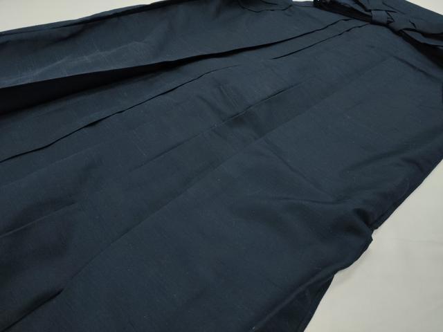 平和屋着物●男性　馬乗り袴　紬地　色無地　漆黒色　正絹　逸品　CABG4543gh
