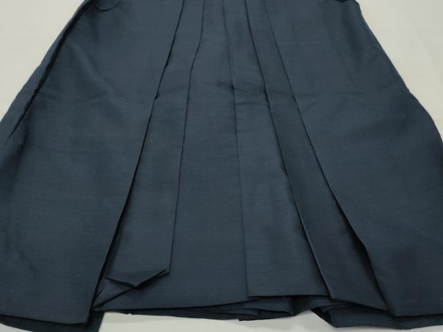 平和屋着物●男性　馬乗り袴　紬地　色無地　漆黒色　正絹　逸品　CABG4543gh