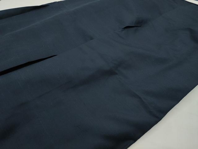 平和屋着物●男性　馬乗り袴　紬地　色無地　漆黒色　正絹　逸品　CABG4543gh