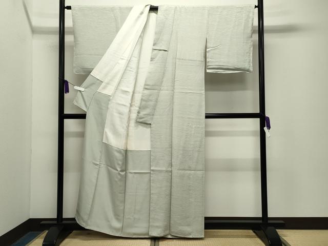 平和屋着物●上質な色無地　芝草地紋　白緑色　正絹　逸品　未使用　CABG4544gh