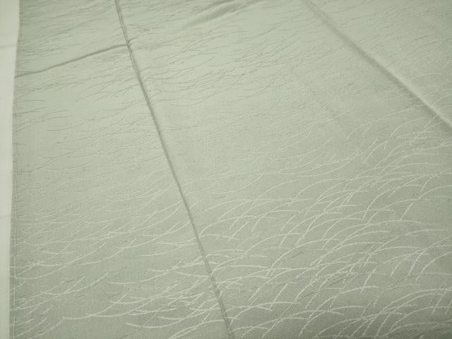 平和屋着物●上質な色無地　芝草地紋　白緑色　正絹　逸品　未使用　CABG4544gh