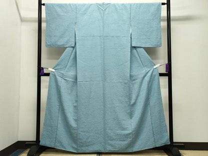 平和屋着物●上質な色無地　舞花地紋　水色　正絹　逸品　CABG4547gh