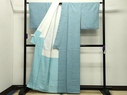 平和屋着物●上質な色無地　舞花地紋　水色　正絹　逸品　CABG4547gh