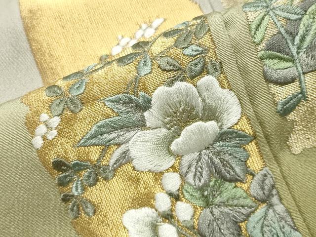 平和屋着物●豪華色留袖　刺繍　寿光織　休み鳥花文　暈し染め　金銀糸　正絹　逸品　CABG4548gh