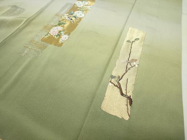 平和屋着物●豪華色留袖　刺繍　寿光織　休み鳥花文　暈し染め　金銀糸　正絹　逸品　CABG4548gh