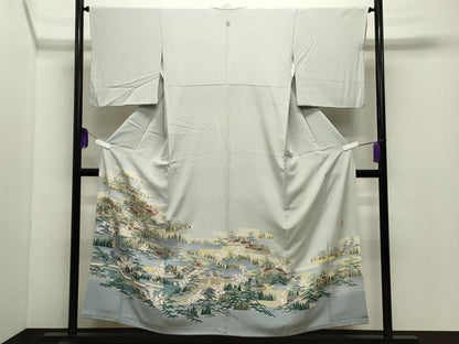 平和屋着物●十日町友禅作家　阿部佳雪　色留袖　風景松梅文　暈し染め　正絹　逸品　CABG4550gh