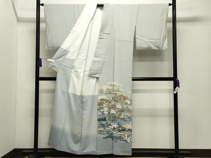 平和屋着物●十日町友禅作家　阿部佳雪　色留袖　風景松梅文　暈し染め　正絹　逸品　CABG4550gh