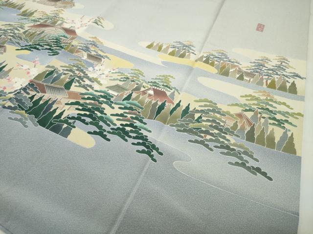 平和屋着物●十日町友禅作家　阿部佳雪　色留袖　風景松梅文　暈し染め　正絹　逸品　CABG4550gh