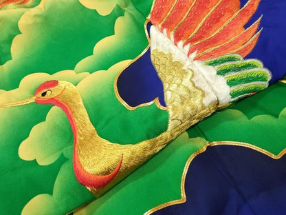 平和屋本店●色打掛　お引きずり　和装　婚礼　結婚式　花嫁　神社挙式　駒刺繍　雲重ね飛鶴花文　金銀糸　逸品　CABG4555gh