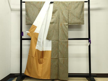 平和屋着物●名門藤娘きぬたや・総絞り杢目絞り藤娘大島しぼり本場縞大島紬中江絹織物謹製ほてい屋扱い証紙付き正絹逸品未使用CABG4560gh