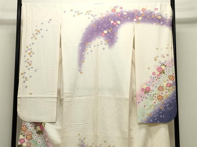 平和屋着物●豪華振袖・長襦袢セット　流水舞桜花文　暈し染め　金彩　正絹　逸品　CABG4562gh