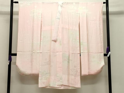 平和屋着物●豪華振袖・長襦袢セット　流水舞桜花文　暈し染め　金彩　正絹　逸品　CABG4562gh
