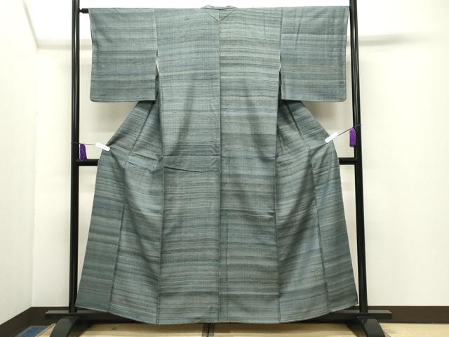 平和屋着物●インド・アッサム　野蚕糸　手織　ムガシルク　紬　横段文　正絹　逸品　未使用　CABG4563gh
