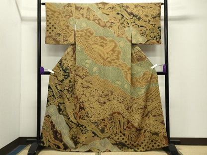 平和屋着物●十日町　名門　滝泰謹製　訪問着　辻が花　正絹　逸品　CABG4564gh