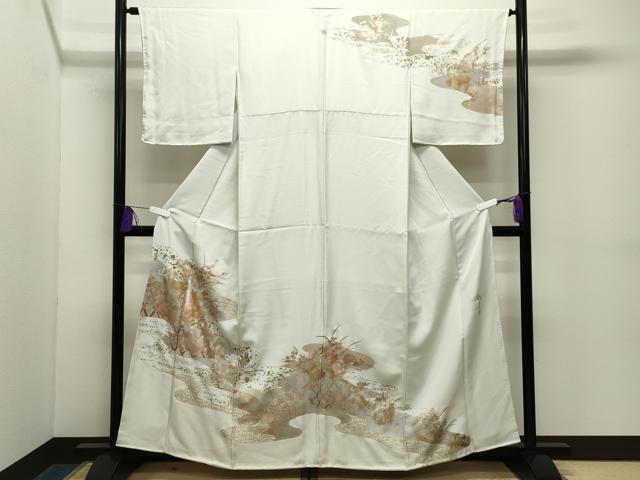 平和屋着物●訪問着　作家物　流水籬花文　暈し染め　金銀彩　正絹　逸品　未使用　CABG4566gh