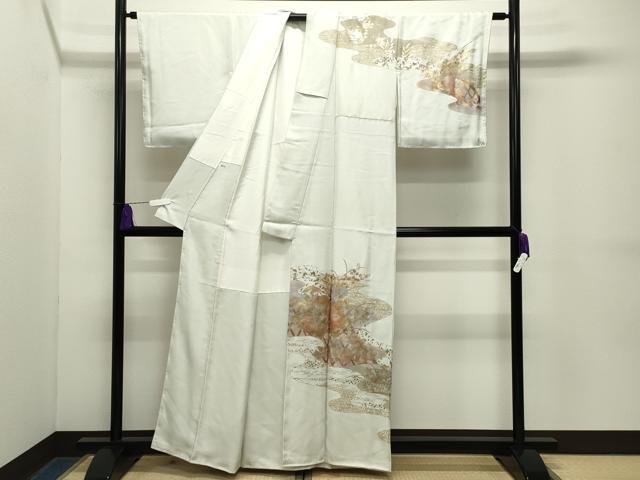 平和屋着物●訪問着　作家物　流水籬花文　暈し染め　金銀彩　正絹　逸品　未使用　CABG4566gh