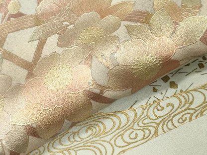 平和屋着物●訪問着　作家物　流水籬花文　暈し染め　金銀彩　正絹　逸品　未使用　CABG4566gh
