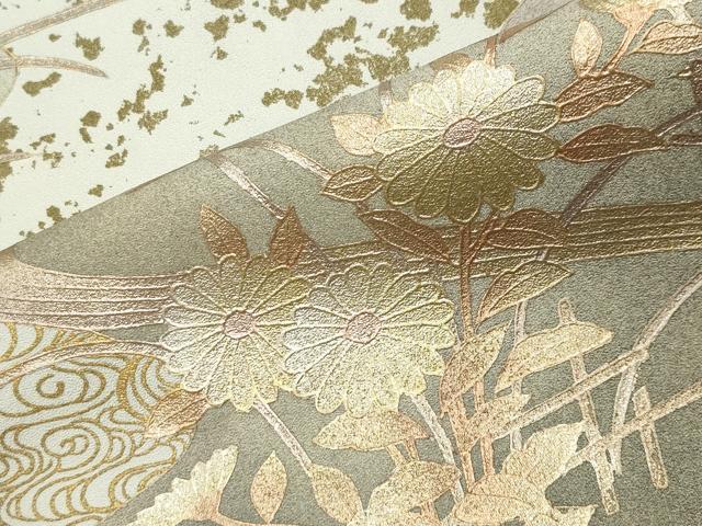 平和屋着物●訪問着　作家物　流水籬花文　暈し染め　金銀彩　正絹　逸品　未使用　CABG4566gh